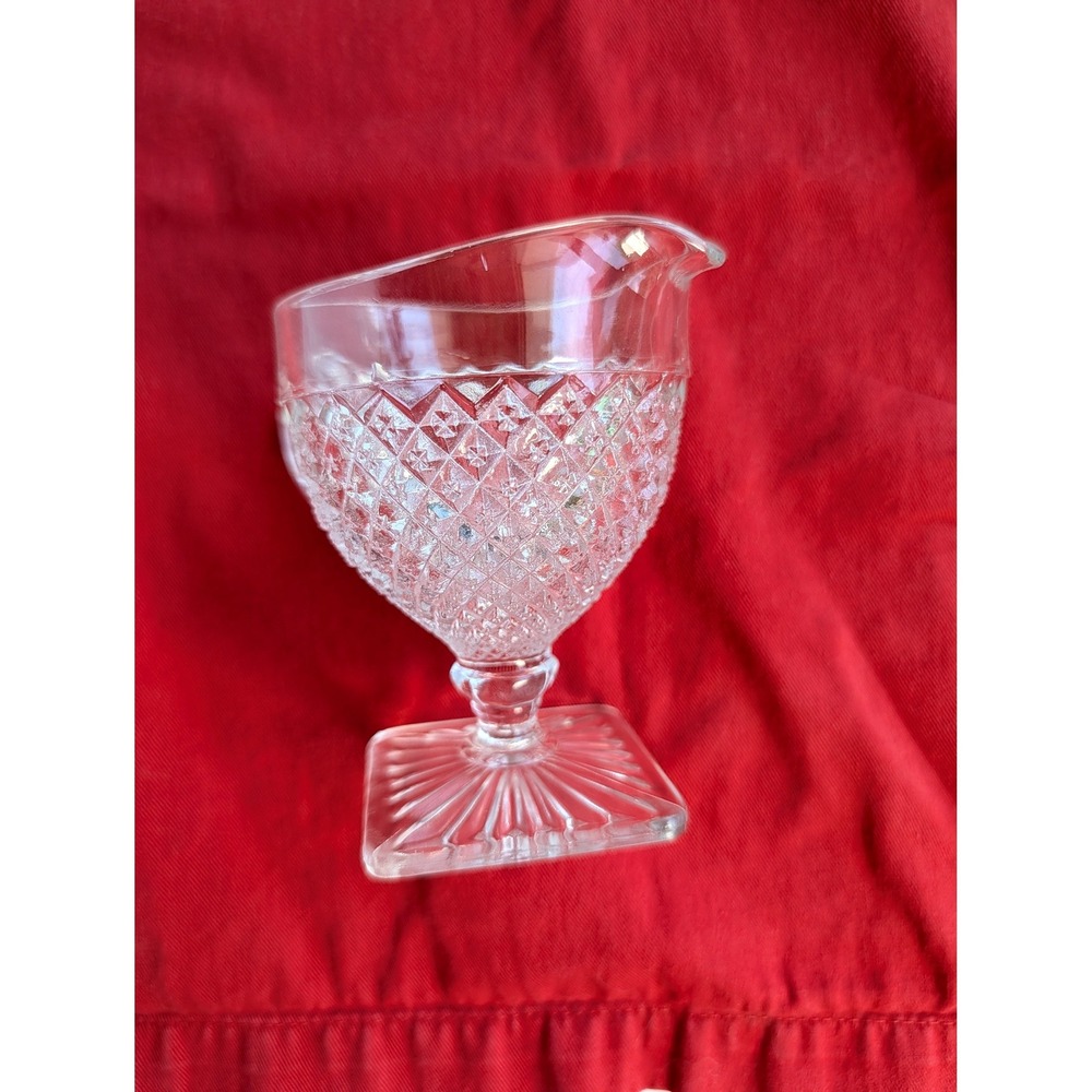 Anchor Hocking Miss America Footed Creamer Clear Diamond‎ Pattern 1930s VTG